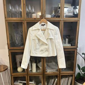 Vintage White Cropped Trench Jacket